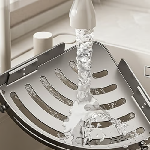 This easy-to-install, drill-free corner storage shelf completely revolutionizes bathroom organization.r Walls)