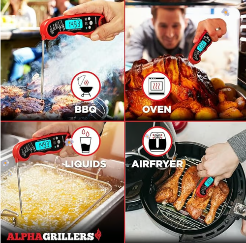 Waterproof Ultra-Fast Instant Read Food thermometers with Backlight & Calibration for Kitchen