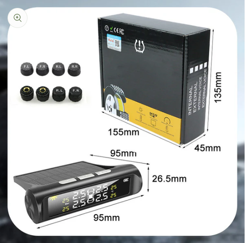 🚗Solar Real-Time Four-Wheel Display Tire Pressure Monitor
