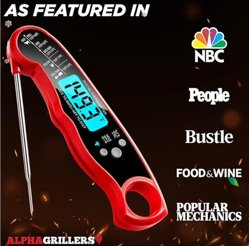 Waterproof Ultra-Fast Instant Read Food thermometers with Backlight & Calibration for Kitchen