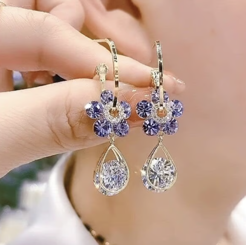 Fashion Flower Crystal Earrings