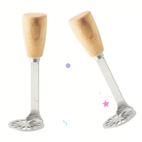 🍽️ Master the Art of Mashing✨ 2-Pack Stainless Steel Mini Mashers with Wooden Handles - For Smooth, Effortless Perfection!