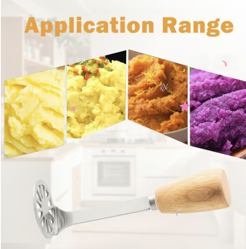 🍽️ Master the Art of Mashing✨ 2-Pack Stainless Steel Mini Mashers with Wooden Handles - For Smooth, Effortless Perfection!