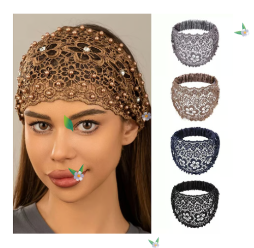 Plum Blossom Hollow Beaded Wide Headband