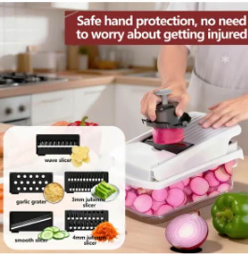 🥕15-in-1 Vegetable Chopper | Multifunctional Food Cutter with Container