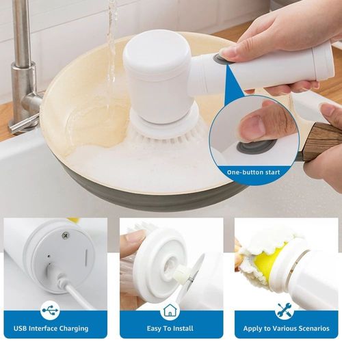 The electric cleaning brush with ultra-long battery life can instantly remove stubborn oil stains. The brush head is replaceable, making it a hassle-free machine for multiple uses!