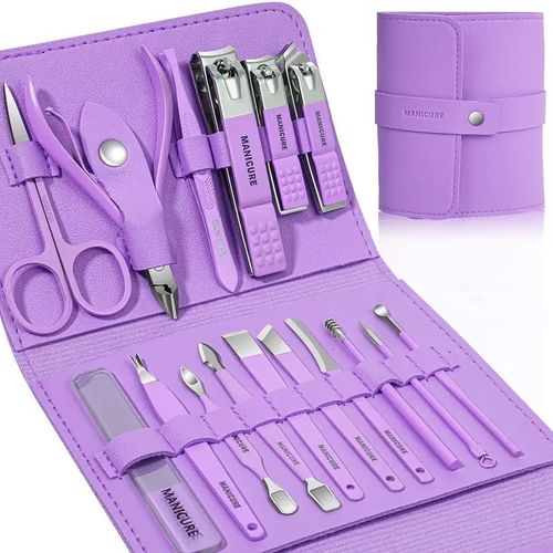 This 16-piece set of professional stainless steel nail clippers is durable and delivers sharp cuts. One-stop care for your hands, showcasing quality and attention to detail.