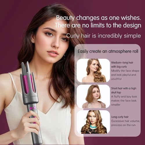 Long-lasting, long-lasting curling iron for long waves. Fully automatic, perfect for lazy hair. Negative ion treatment for frizz-free hair. Smart LCD screen for anti-scalding.