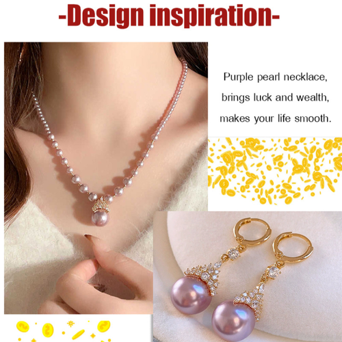 Diamond Pearl Crown Clavicle Necklace Set-Purple Qi Comes from the East, Fortune and Prosperity Necklace
