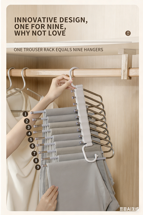 Stainless Steel Multi-Tier Trouser Rack Home Multi-Functional Folding Wardrobe Pants Storage Wonder Scratch-Free Non-Slip Storage Rack