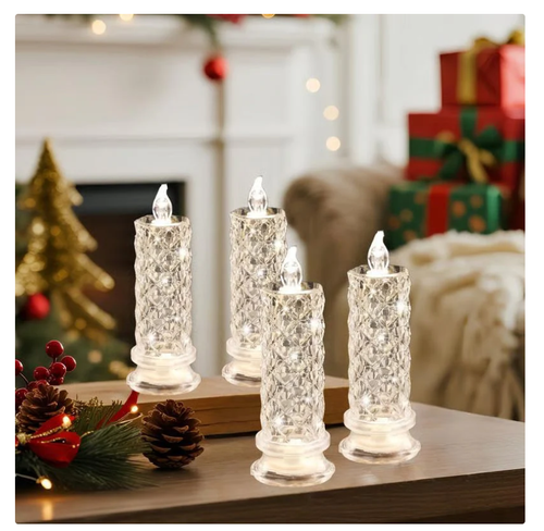 🎁LED Crystal Candle Lights- Romantic Tabletop Night Lights😁