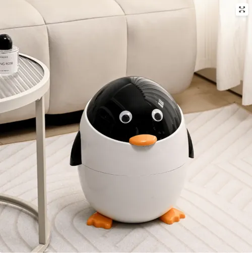 😊Multi-Functional Cartoon Penguin Style Double Barrel Trash Bin(6L)