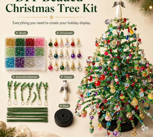 🎄✨ DIY Beaded Christmas Tree Kit – 🎅Create Your Own Sparkling Holiday Decoration