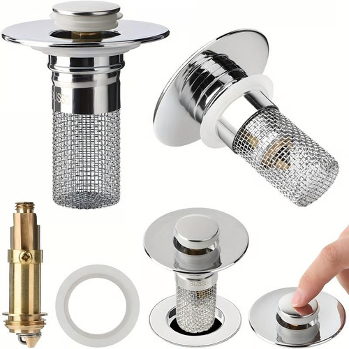 Buy one, get one free🔥Bathroom Sink Stopper Hair Catcher, Universal Pop Up Sink Drain Filter with Stainless Steel Filter Basket, Bathroom Sink Drain Strainer