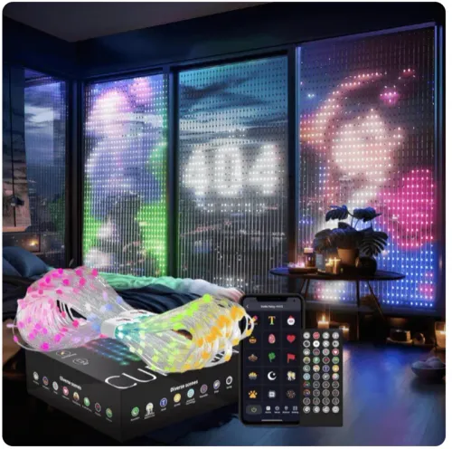 DIY Smart LED Curtain Sync Lights Size: 3.3*3.3 FT （1*1m)
