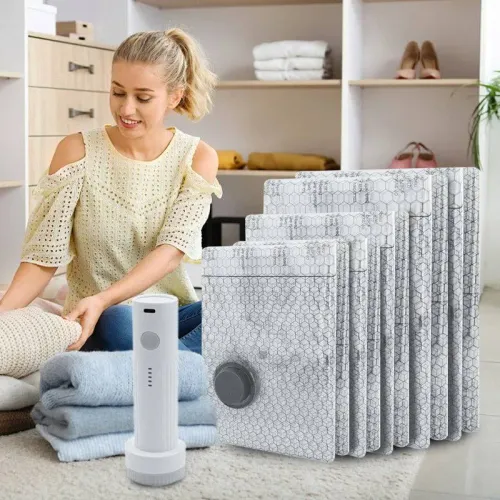 🔥🔥 🔥 Travel Vacuum Storage Bags & Portable Pump Set