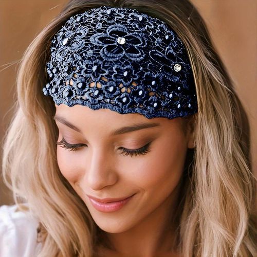 💥Elegant Floral Beaded Wide Headbands for Women