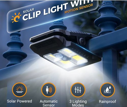 Outdoor Solar Clip Light with Motion Sensor