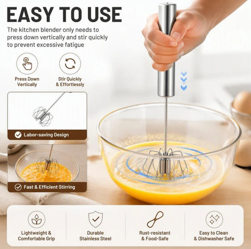 🔥Stainless Steel Semi-Automatic Whisk（2 pcs）