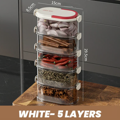 😀⚡Multi-Layer Airtight Storage Containers — 5-Tier Set❤️⚡Limited-time special offer🔥 Multi-layer Sealed Spice Organizer — 5-Tier Set