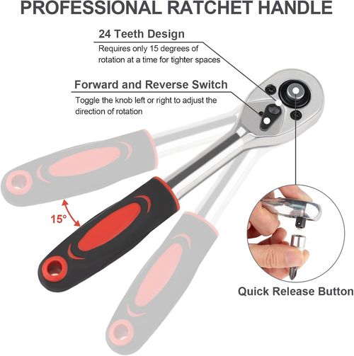 46-Piece Heavy-Duty Socket Wrench & Bit Tool Set – Perfect for Auto, Motorcycle & Home Repairs