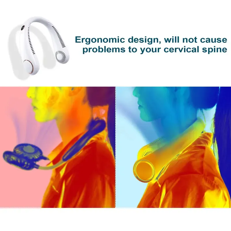 Portable Neck Fan - Hands-Free Bladeless Personal Air Cooler with LED Digital Display