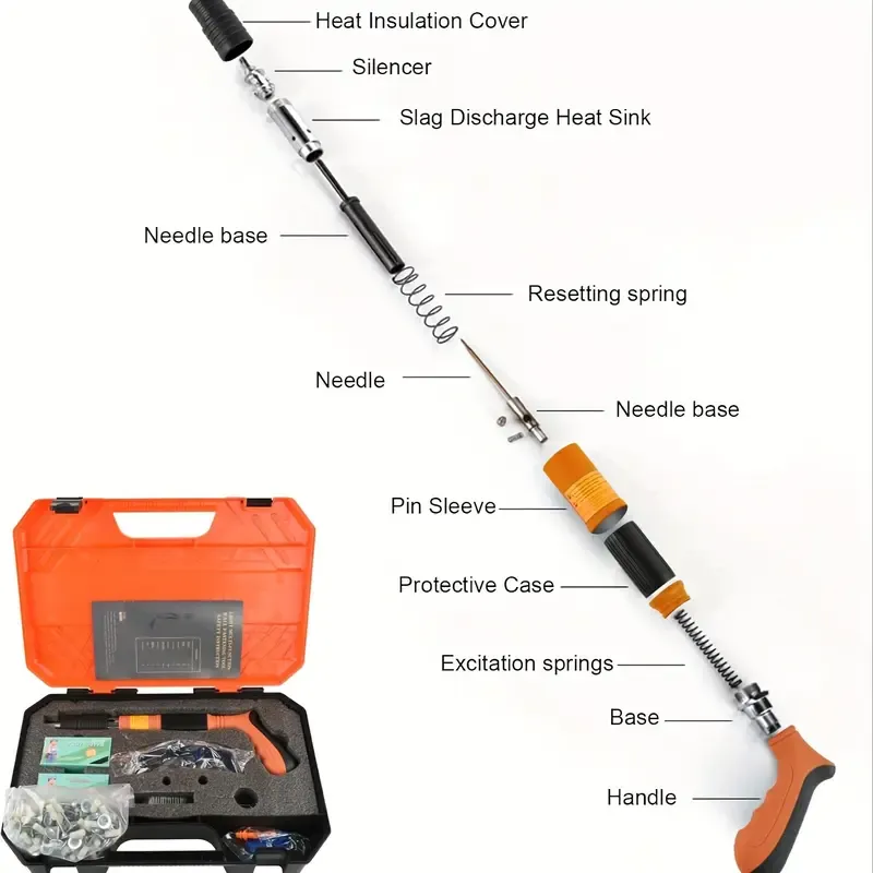 Heavy-Duty Manual Steel Nail Gun Kit - 100PCS with Case & Safety Glasses