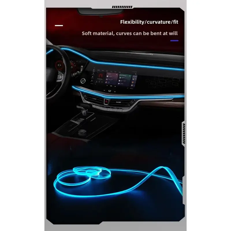 4M Car Interior LED Ambient Light Strip, 12V Cigarette Lighter Plug And Play Car Neon Atmosphere Lamp