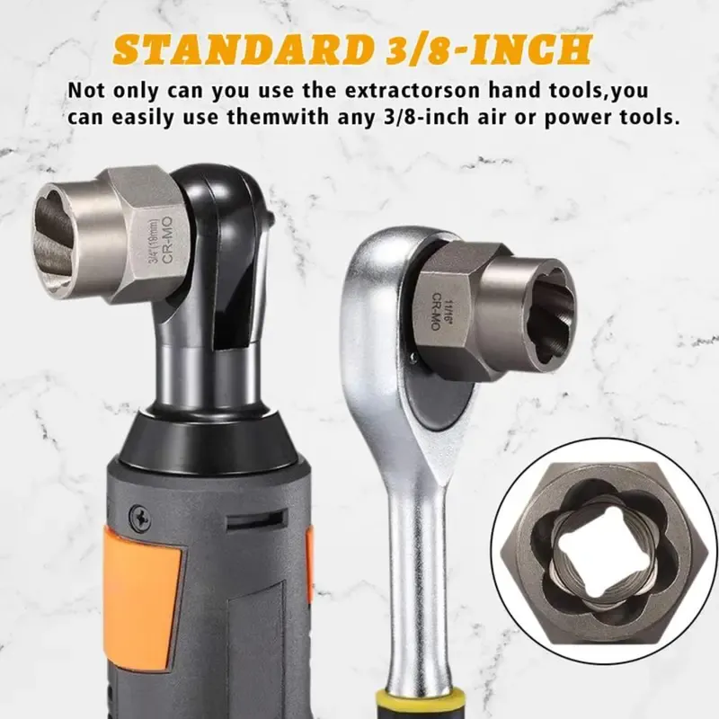 Bolt Extractor Tool Set (13+1 Pieces): Impact-Ready Nut and Bolt Removers for Stripped Nuts, Rounded-Off Bolts, and Damaged or Seized Fasteners