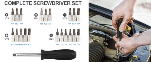 46-Piece Heavy-Duty Socket Wrench & Bit Tool Set – Perfect for Auto, Motorcycle & Home Repairs