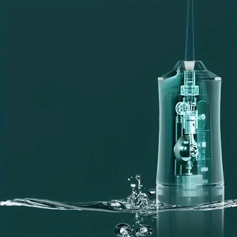 Portable Oral Irrigator Water Flosser with 5 Replacement Nozzles (Includes Orthodontic Tips), USB Rechargeable Cordless Design, Powerful Plaque Removal for Home & Travel.
