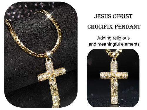 Real Gold-Plated Cross Necklace (24-inch) — Tarnish-resistant, featuring advanced nanotechnology.