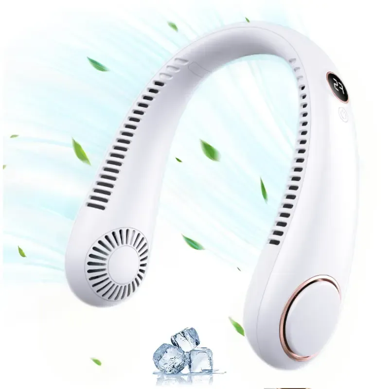 Portable Neck Fan - Hands-Free Bladeless Personal Air Cooler with LED Digital Display