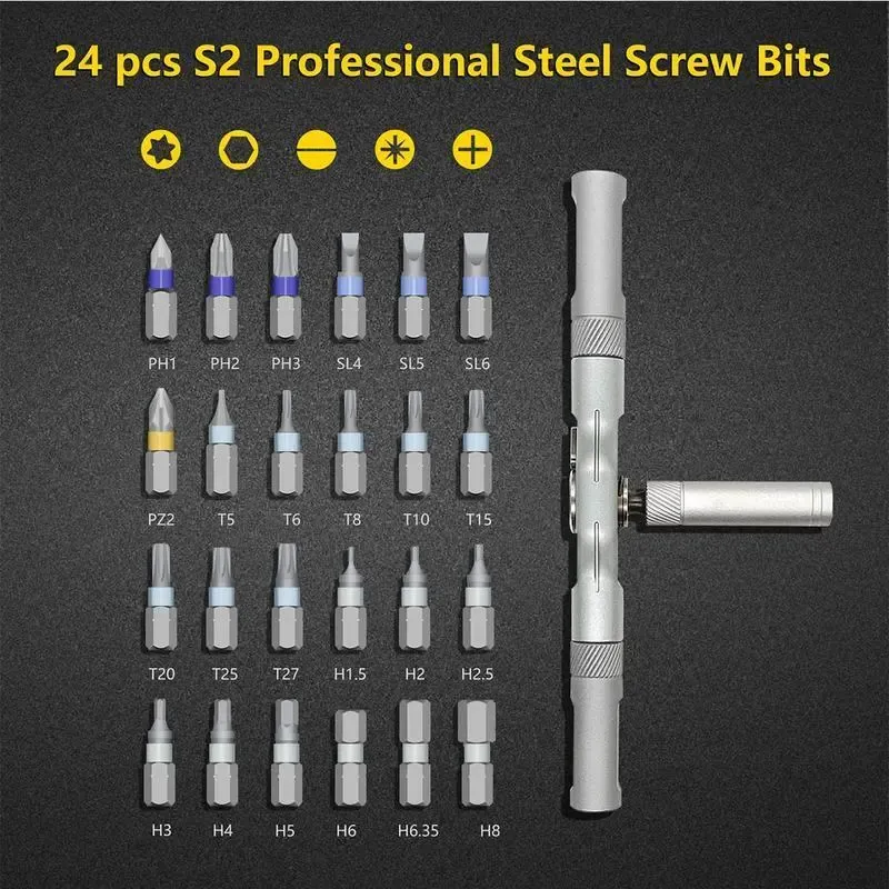 24-in-1 T-Handle Screwdriver Set | Precision Repair Tool Kit for Home & Electronics - Chengguo Shop