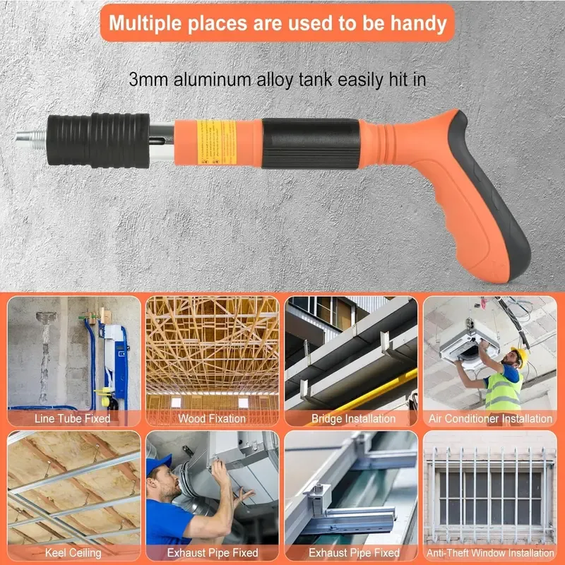 Heavy-Duty Manual Steel Nail Gun Kit - 100PCS with Case & Safety Glasses