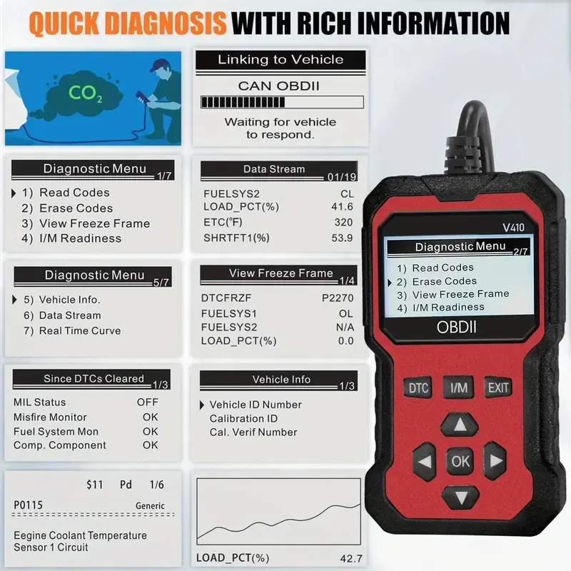 2026 V410 OBD2 Diagnostic Tool | Live Data & Engine Light Reset | For All Nigerian OBDII Cars.