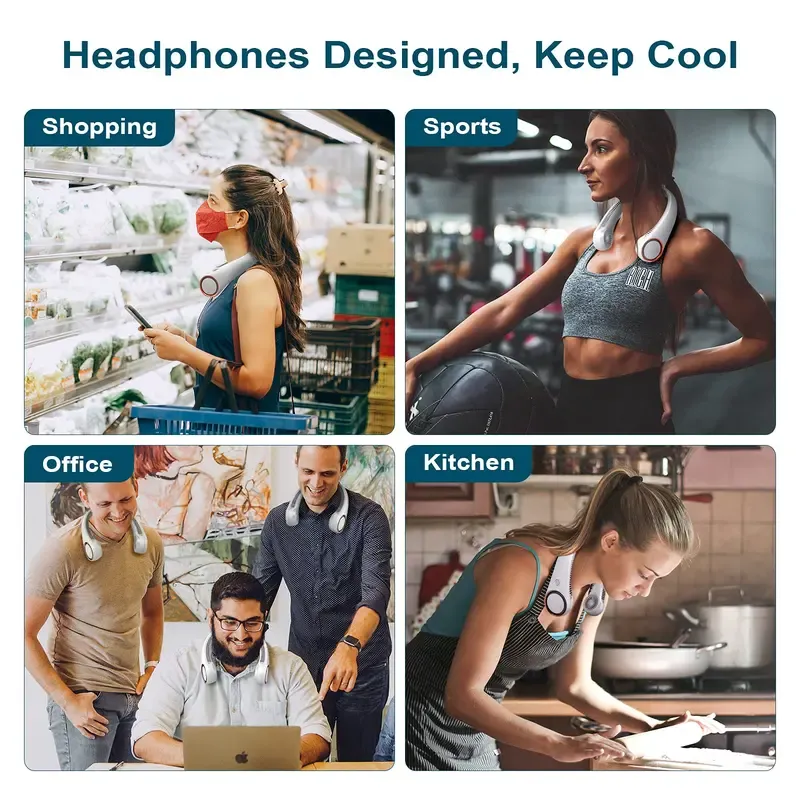 Portable Neck Fan - Hands-Free Bladeless Personal Air Cooler with LED Digital Display