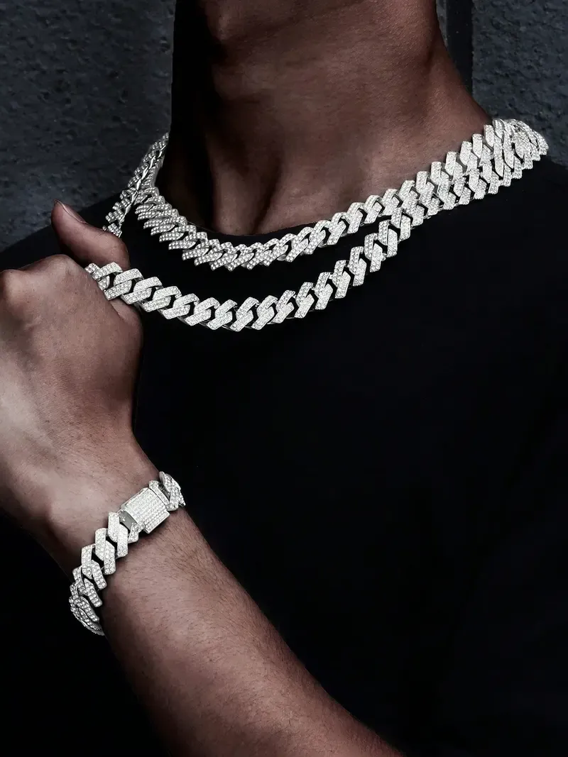 🔥 Nigeria's Favorite! Luxury Iced Out Jewelry Set (Watch + Cuban Chain + Cross Pendant)