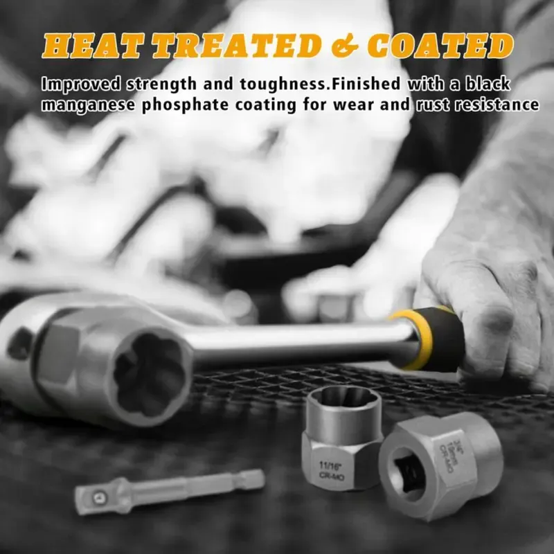 Bolt Extractor Tool Set (13+1 Pieces): Impact-Ready Nut and Bolt Removers for Stripped Nuts, Rounded-Off Bolts, and Damaged or Seized Fasteners