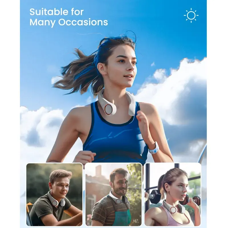 Portable Neck Fan - Hands-Free Bladeless Personal Air Cooler with LED Digital Display