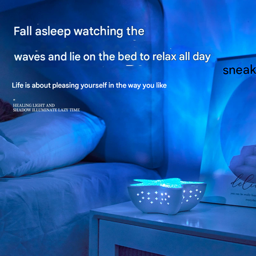 Starfish Projector Lamp - Water Ripple Night Light with Ocean Blue Ambience, Bedroom Decorative Lamp, Romantic Gift for Birthdays & Special Occasions, Marine-Themed Ambient Light