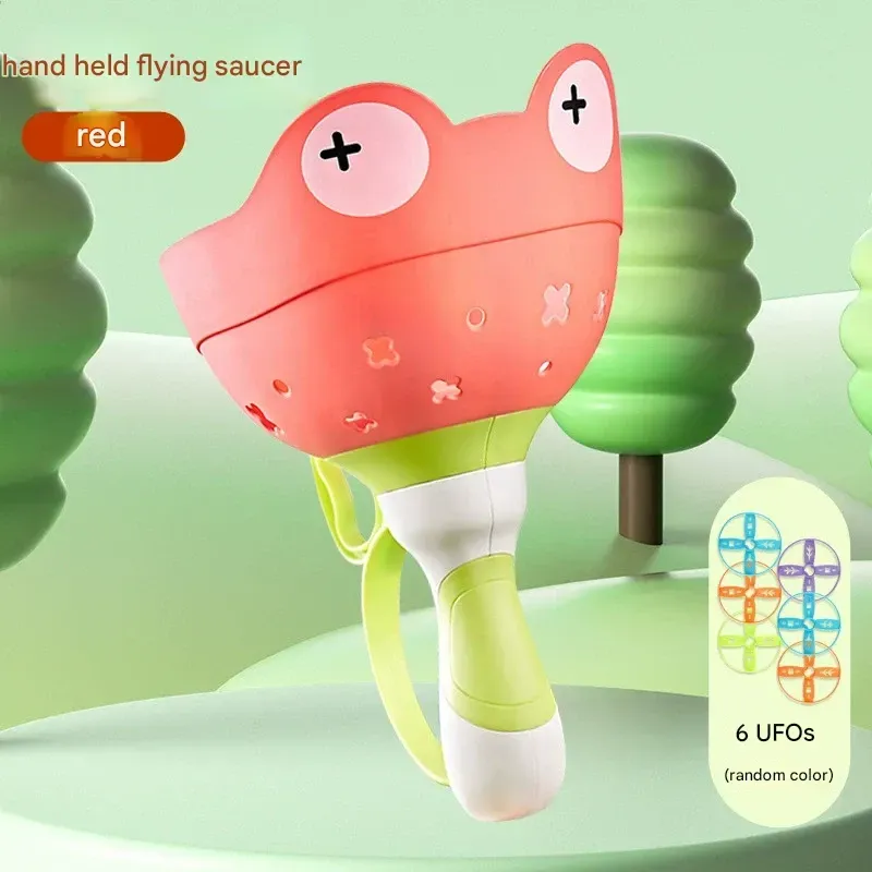 A Pair of Pull-String Launching Flying Discs and Parent-Child Interactive Shooting Bamboo Dragonflies - Outdoor Sports Toys for Kids