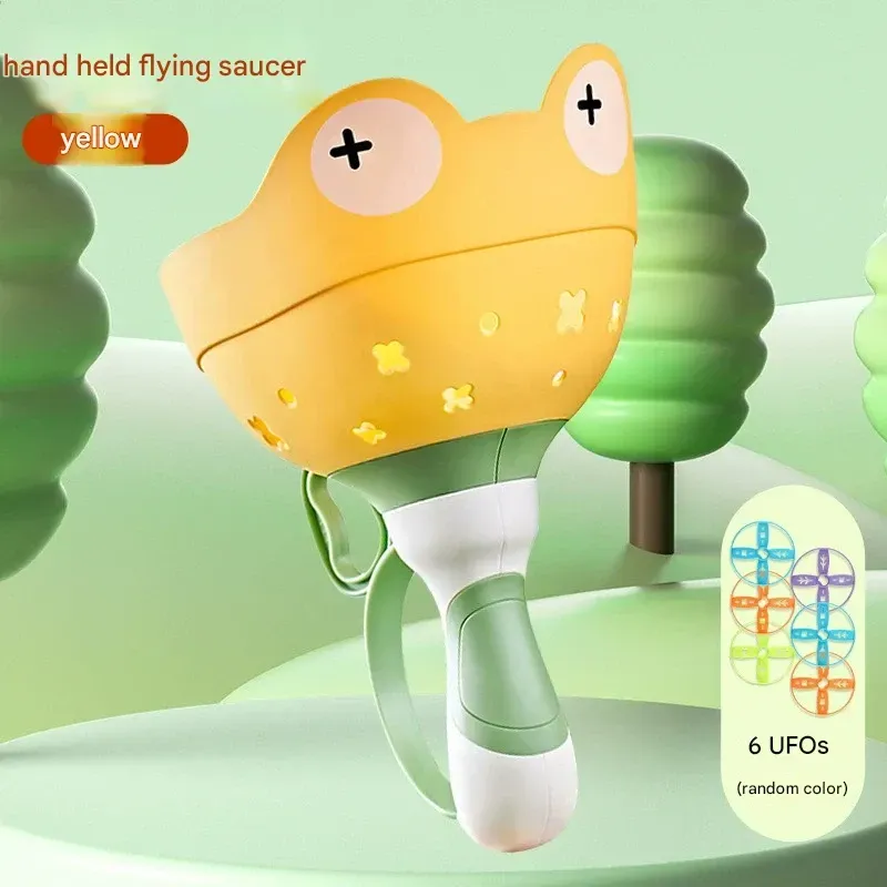 A Pair of Pull-String Launching Flying Discs and Parent-Child Interactive Shooting Bamboo Dragonflies - Outdoor Sports Toys for Kids