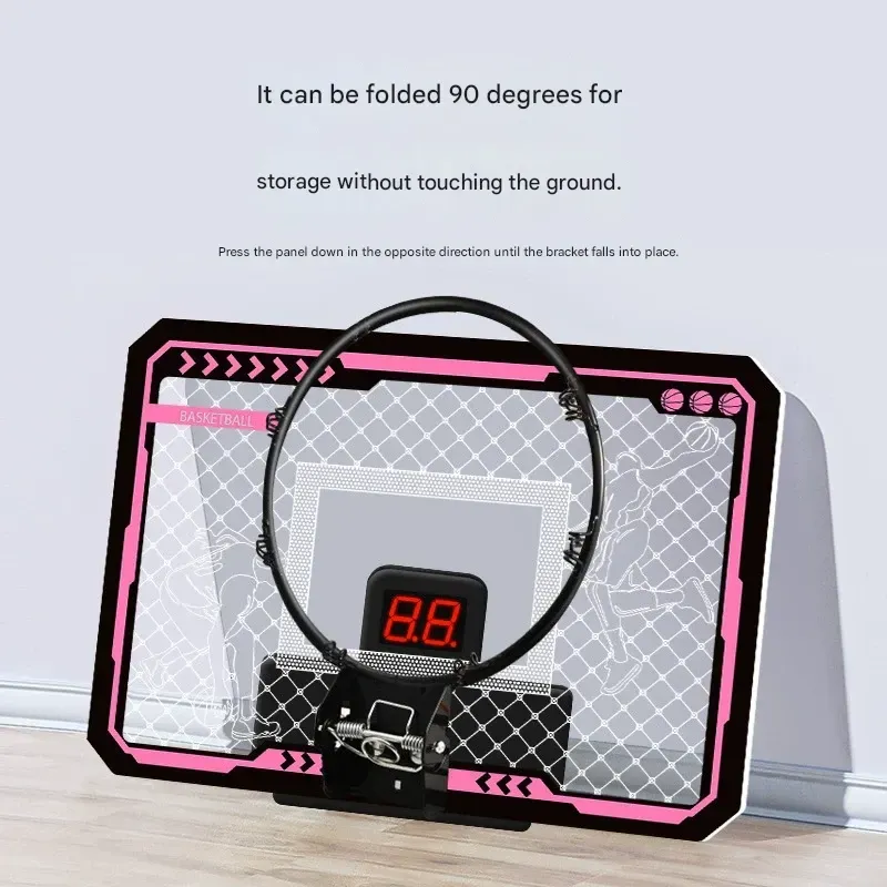 Kids' Transparent Scorekeeping Dunkable Basketball Hoop - No-Drill Over-the-Door Indoor Basketball Set