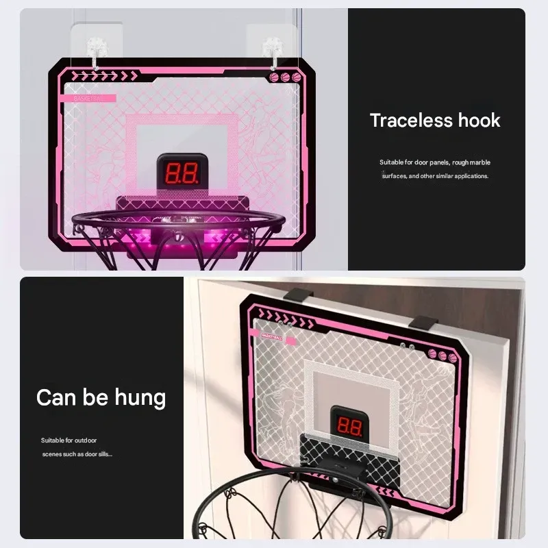 Kids' Transparent Scorekeeping Dunkable Basketball Hoop - No-Drill Over-the-Door Indoor Basketball Set