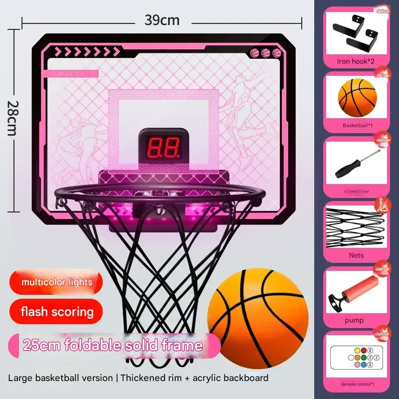 Kids' Transparent Scorekeeping Dunkable Basketball Hoop - No-Drill Over-the-Door Indoor Basketball Set