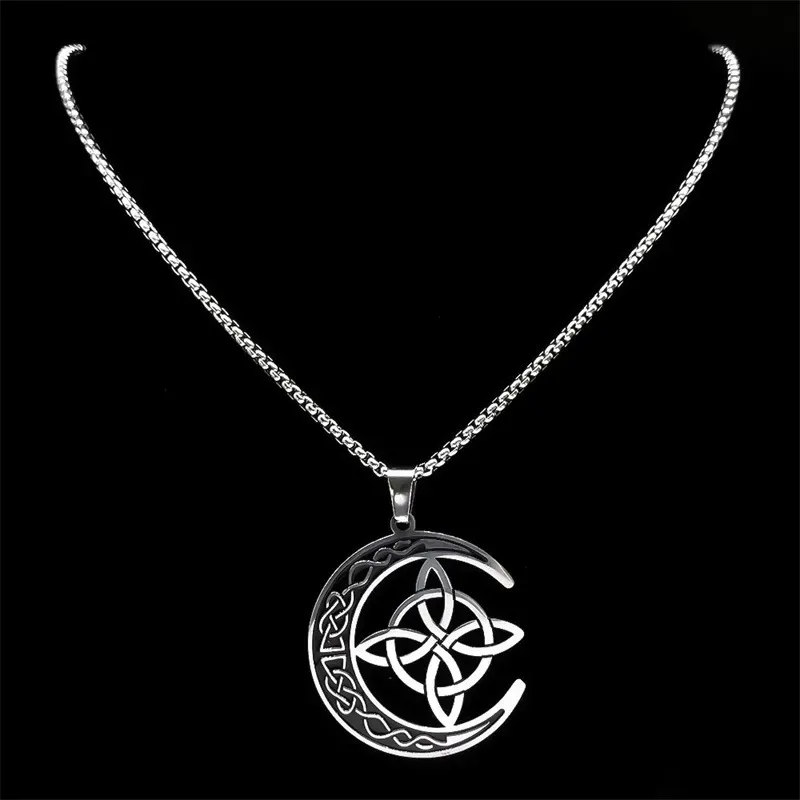Celtic Witch's Knot Openwork Pendant - Irish Moon Unisex Streetwear Necklace