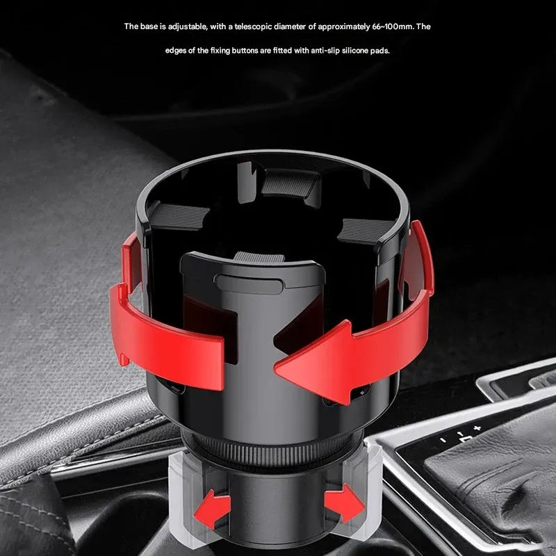 car cup holder expander, large capacity car drink holder, universal car phone and cup mount, automotive organizer
