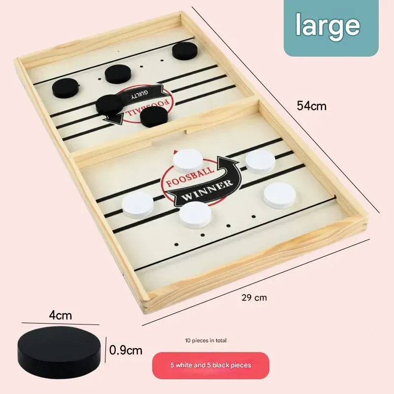 Wooden Flick Hockey Game - Parent-Child Interactive Collision Chess with Continuous Flicking Action