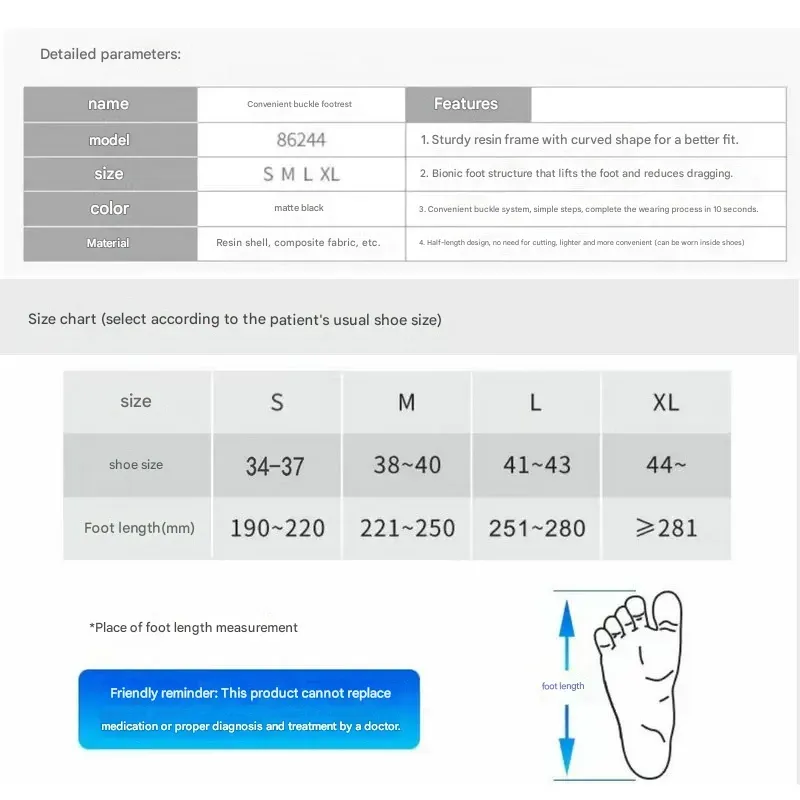 Foot Drop Brace Ankle Foot Orthosis - Inversion Eversion Correction, Wearable with Shoes, Hemiplegia Rehabilitation Trainer
